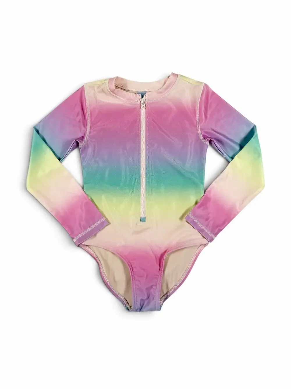 Tea Collection Rainbow Long Sleeve Zip One Piece Swimsuit Size 6